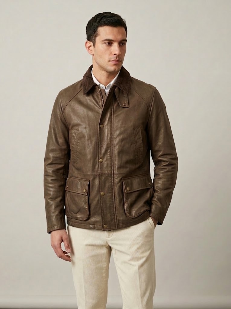 The Jack Leather giacca in pelle grainy leather nocciola BALMORAL