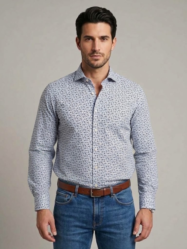 Tintoria Mattei camicia con collo alla francese fantasia fiori