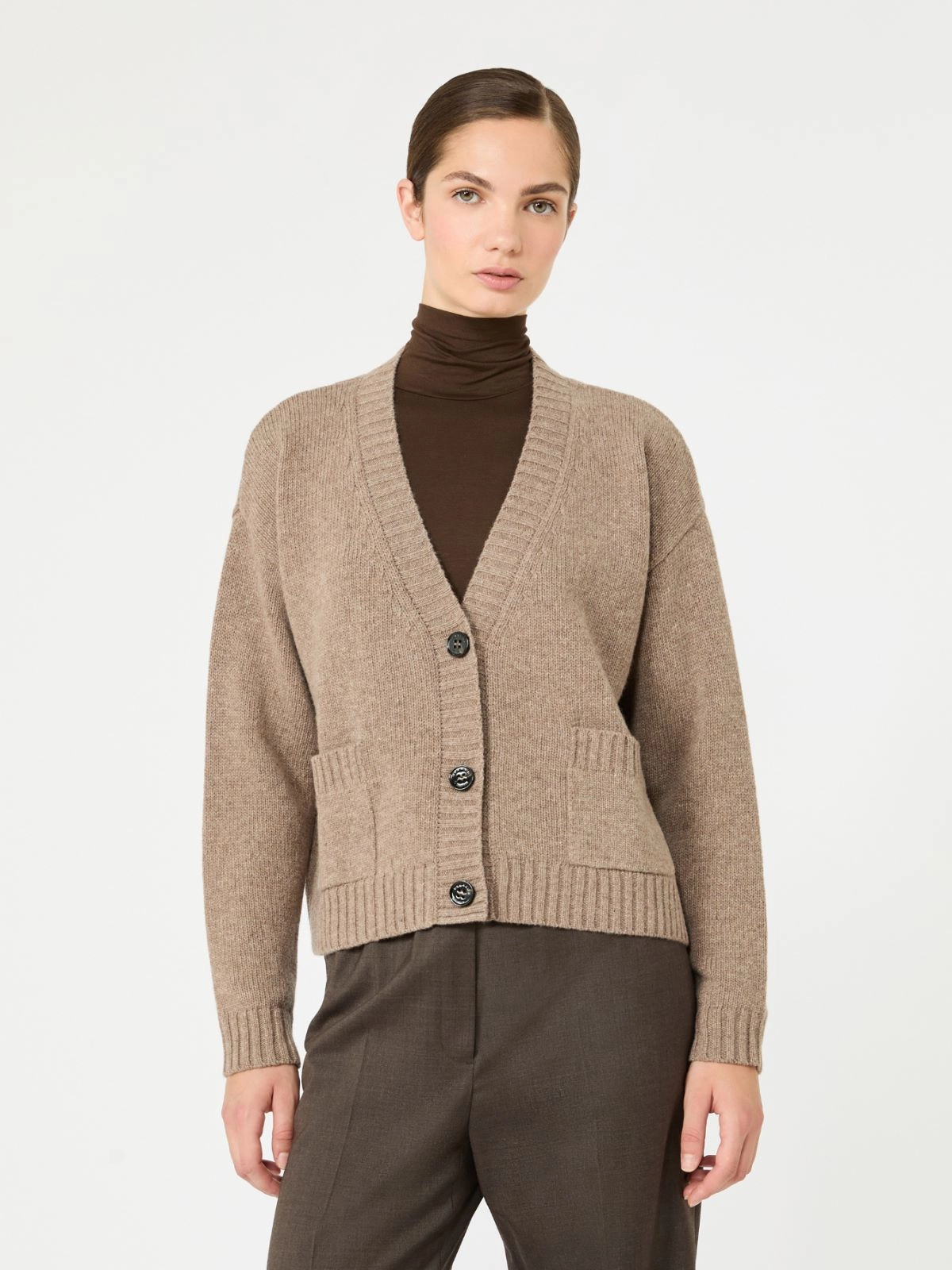 Weekend Max Mara maglia cardigan in lana beige noce WKDFILMATO