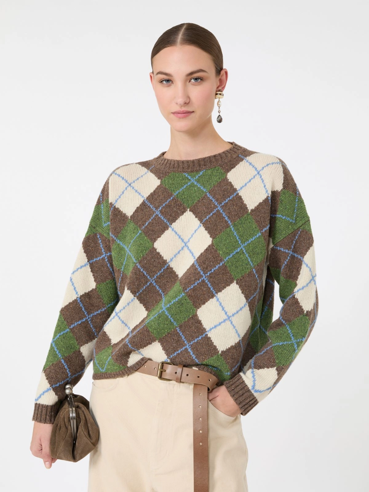Weekend Max Mara maglia girocollo con disegno argaile WKDVASAIO - immagine 2