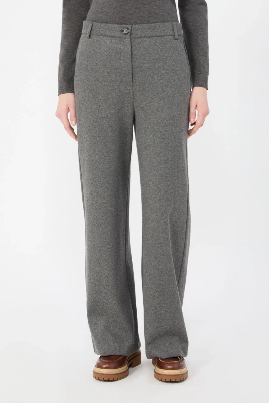 Weekend Max Mara pantalone in jersey micro jacquard grigio WKDORATA