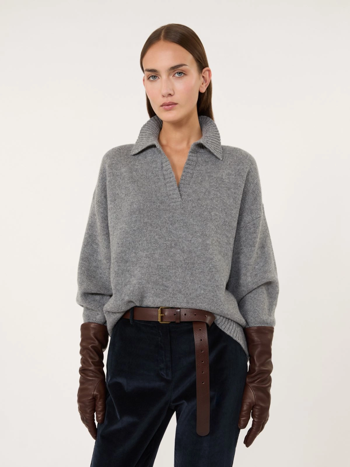 Weekend Max Mara maglia a polo in lana grigia WKDAGRE - immagine 3
