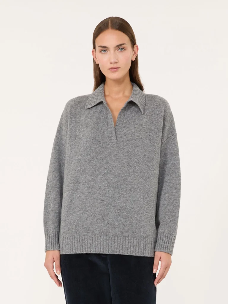 Weekend Max Mara maglia a polo in lana grigia WKDAGRE