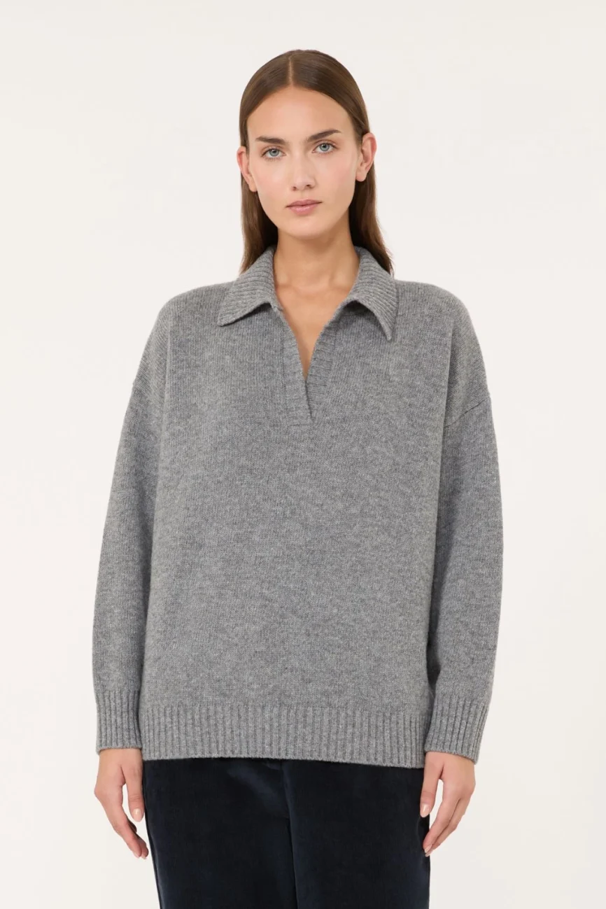 Weekend Max Mara maglia a polo in lana grigia WKDAGRE