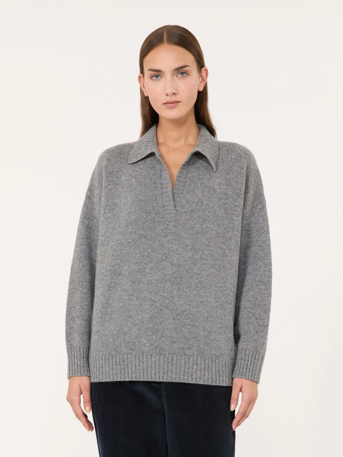 Weekend Max Mara maglia a polo in lana grigia WKDAGRE