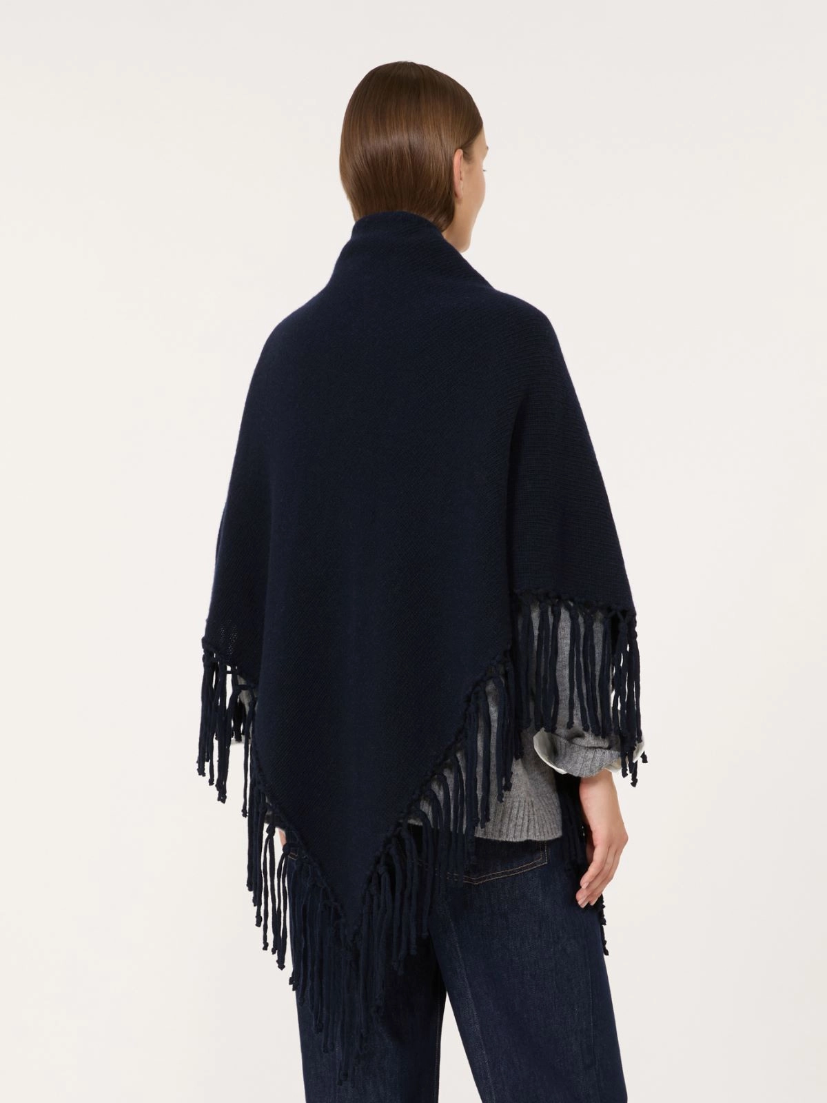 Weekend Max Mara scialle sciarpa con frange in lana blu WKATORNADO - immagine 3