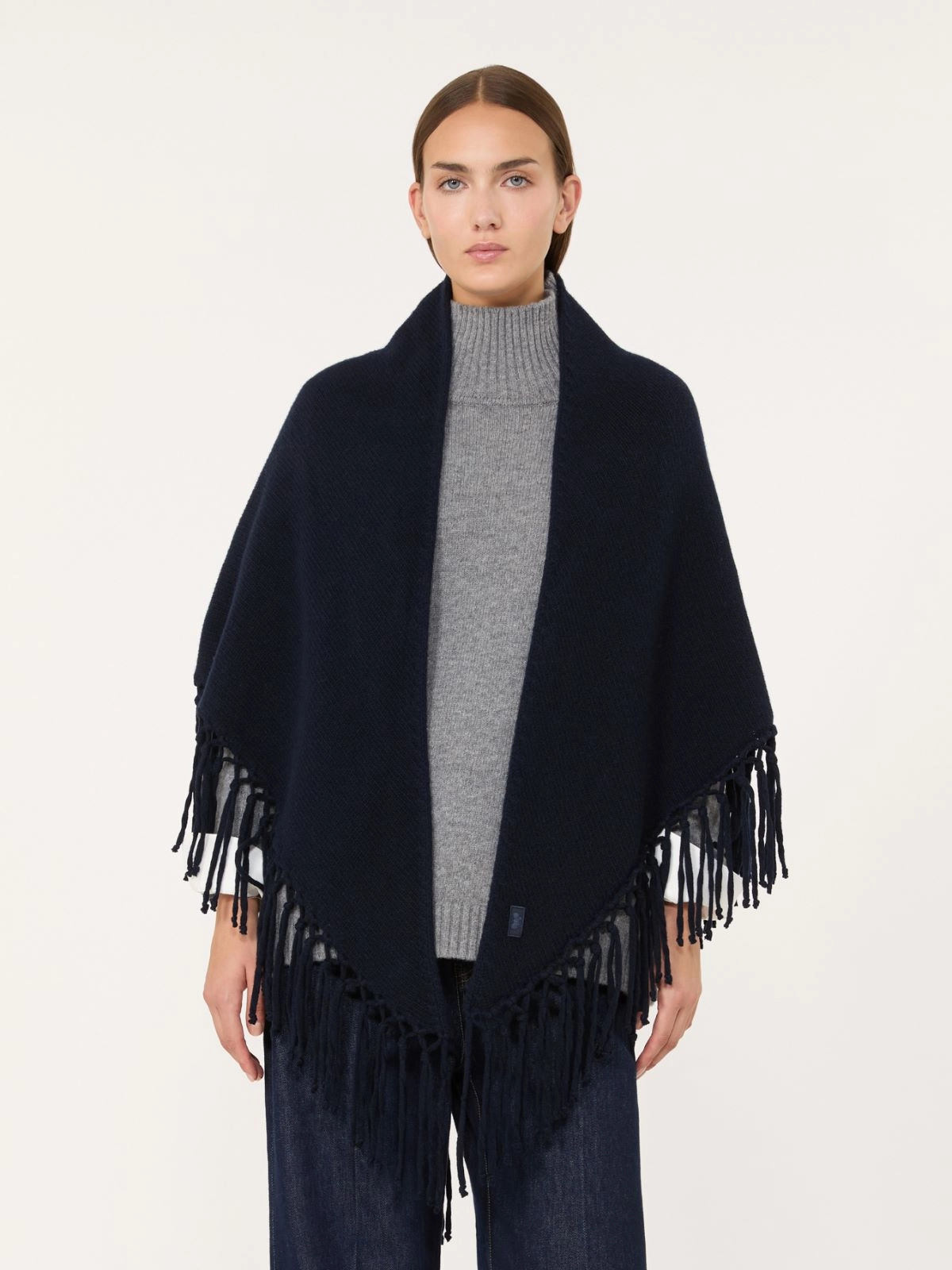 Weekend Max Mara scialle sciarpa con frange in lana blu WKATORNADO - immagine 2